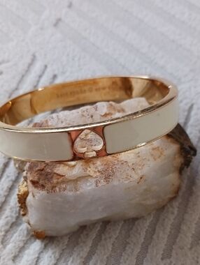 kate spade Cream Enamel and Gold Spade Bangle Bracelet